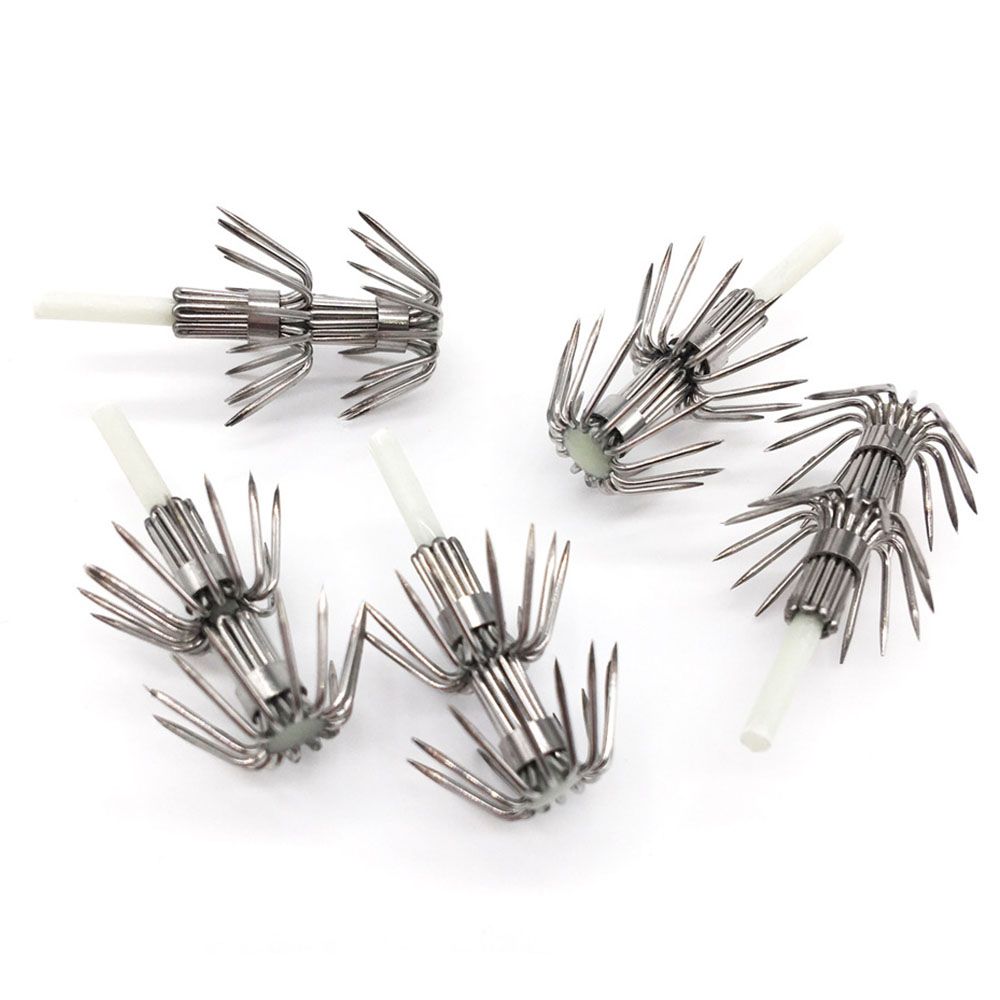 Fishing Hook Offset - ตะขอตกปลาสแตนเลสสองชั้น5ชิ้นร่มปลาหมึกปลาหมึกปลาหมึกตะขอตกปลา