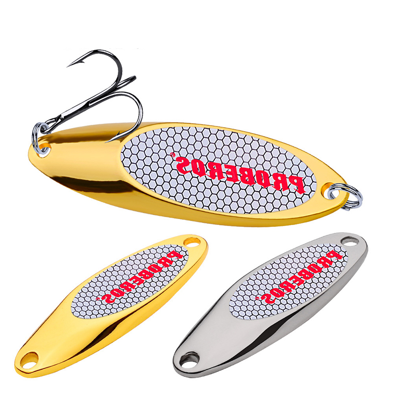 Fishing Hook Treble - เหยื่อตกปลาแบบช้อนโลหะ 3g-60g ตีไกล เหยื่อแข็ง ตะขอสามทาง สีทอง