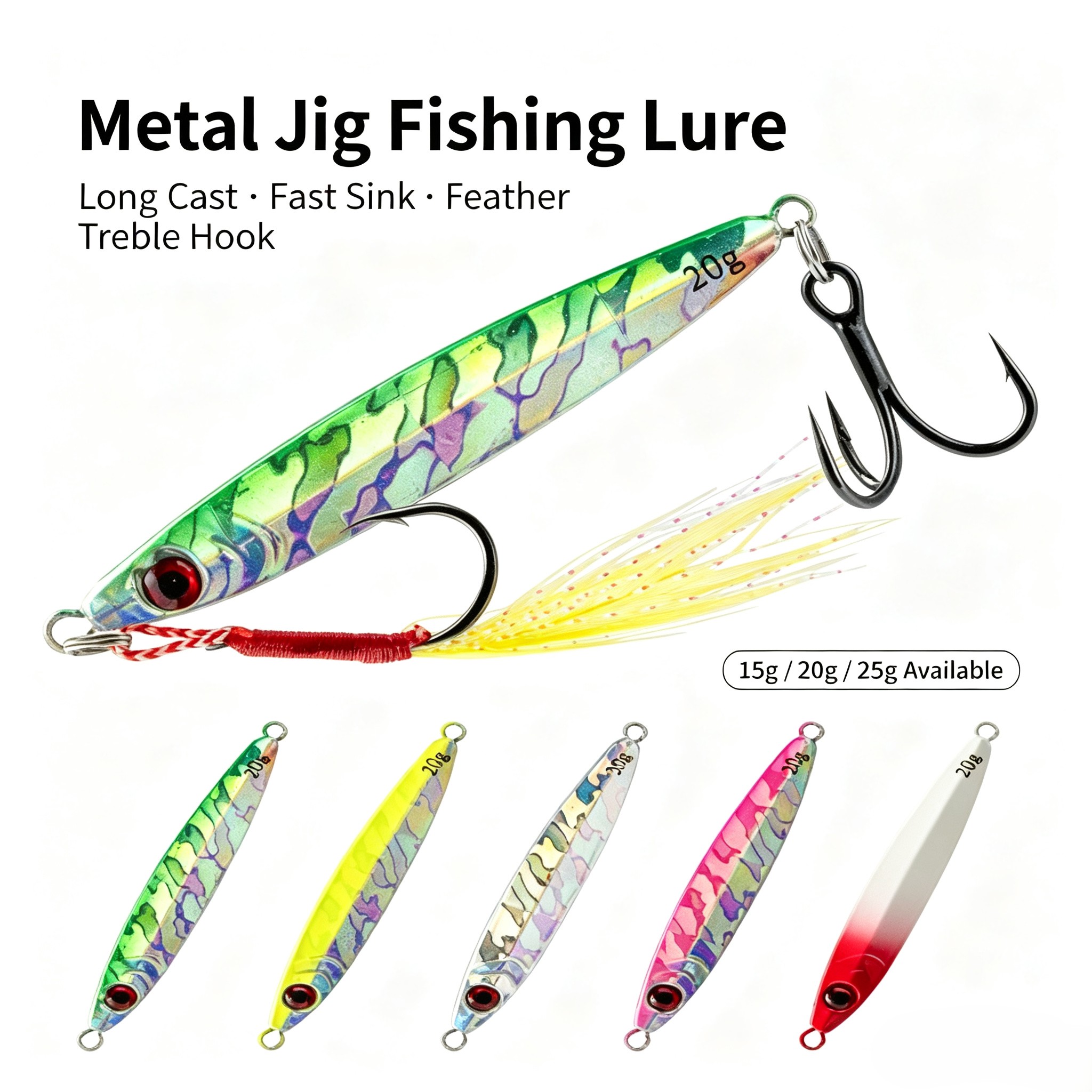 ชุดเหยื่อจิ๊กโลหะ 3 ชิ้น แบบจม - Fishing Hook Treble บทวิจารณ์และราคา